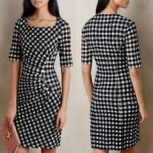 Maeve Womens 14 Black White Buffalo Plaid Dress